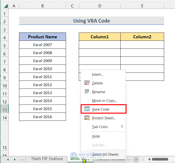 Opening VBA Editor by clicking View Code