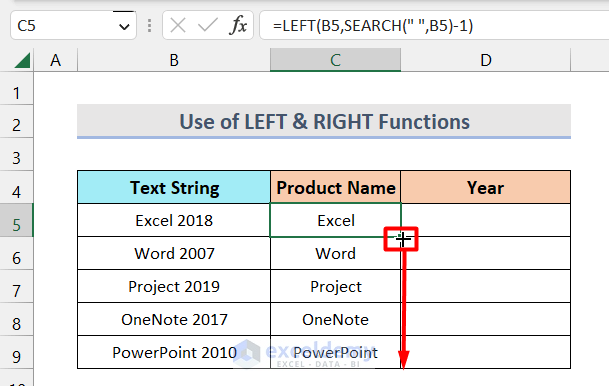 Using Fill Handle for Splitting One Column into Multiple Columns
