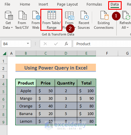 Using Power Query in Excel to Transpose
