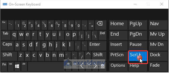 Applying On-Screen Keyboard to Turn Off Scroll Lock