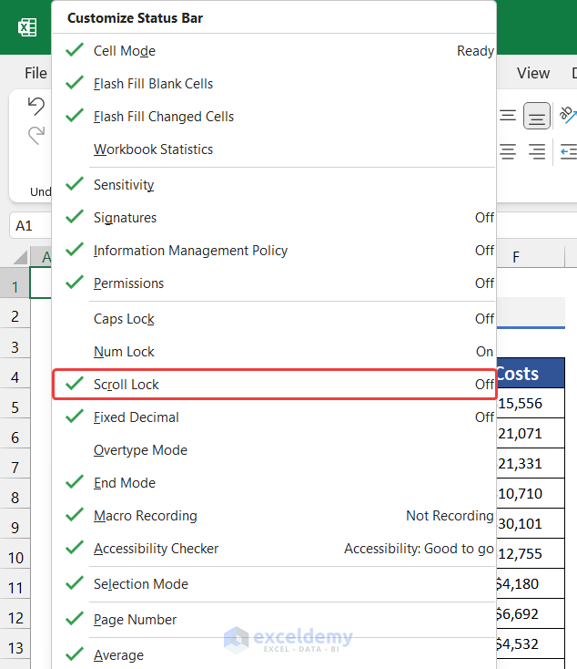 How to Turn Off Scroll Lock in Excel