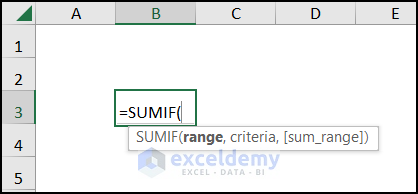 syntax of SUMIF Function