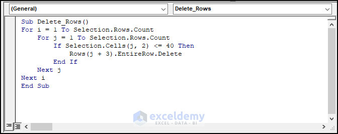 Writing code in new Module to use macro to delete rows based on criteria in Excel