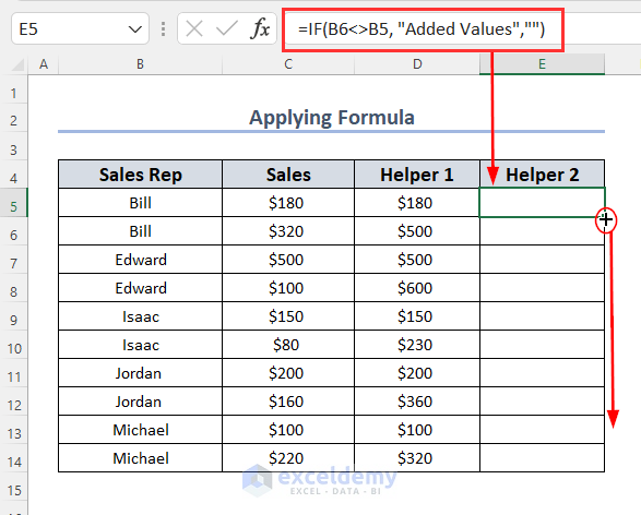 Applying IF Function to Merge Duplicate Rows in Excel