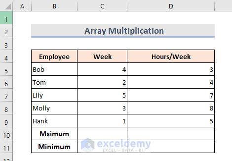 Array Formula for Multiplication in Excel