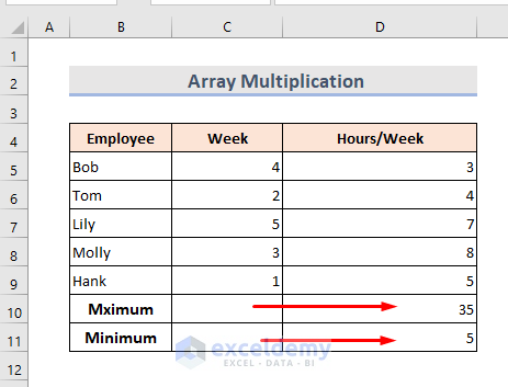 Array Formula for Multiplication in Excel