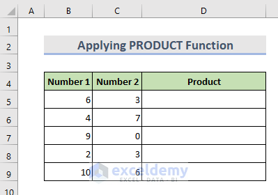 Insert PRODUCT Function as Multiplication Formula