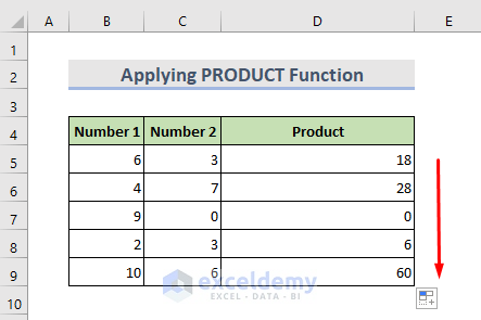 Insert PRODUCT Function as Multiplication Formula