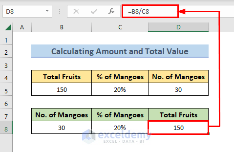 Calculate the Total by Percentage