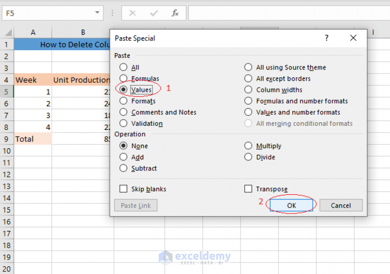 How To Delete Columns In Excel Without Affecting Formula Two Ways 