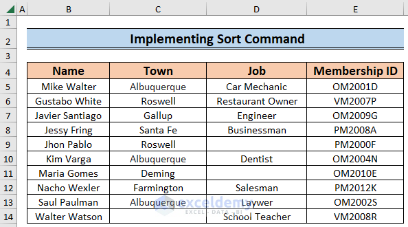 Implementing Sort Command to Remove Blank Lines in Excel