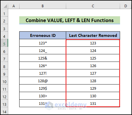 remove last character from string Excel
