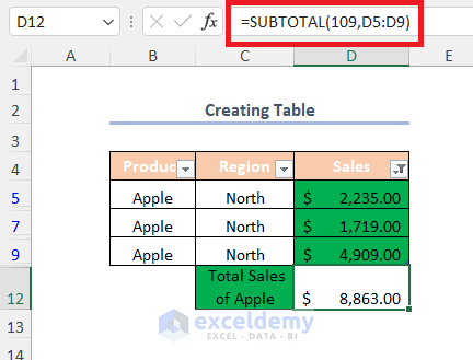 sum colored cells in Excel without VBA
