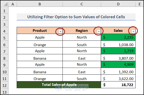 Filter Button in Excel