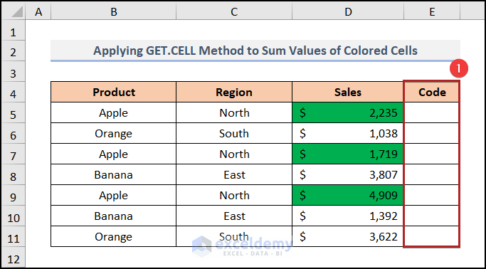 creating new column for color code in excel