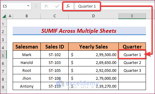 sumif across multiple sheets