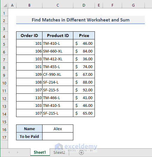 SUMIF with VLOOKUP to Find Matches and Sum in Similar Worksheet in Excel