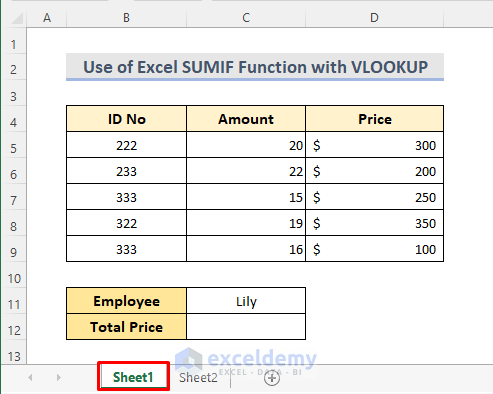 Use of Excel SUMIF Function with VLOOKUP Function Across Multiple Sheets
