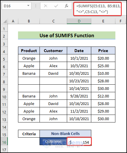 use of SUMIFS function Multiple Criteria Along Column and Row in Excel