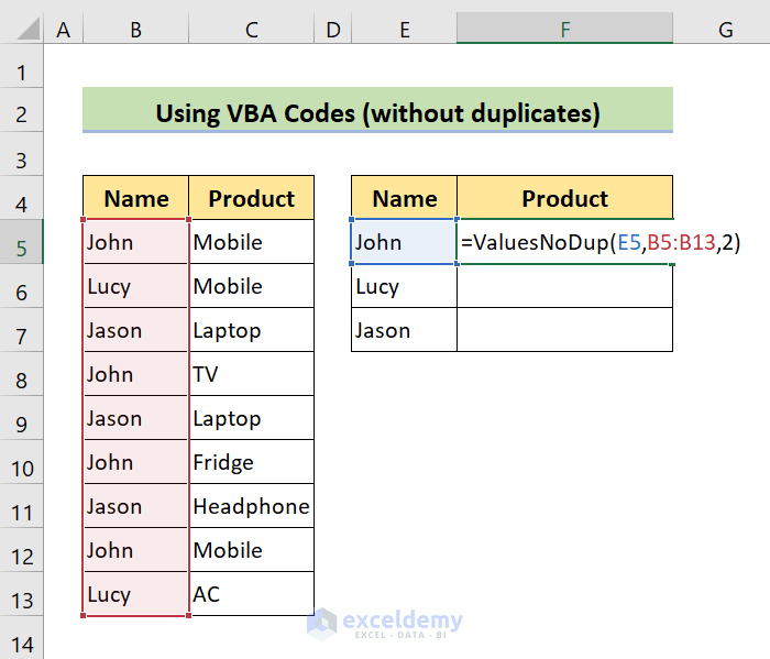 vba codes to vlookup multiple values in one cell without duplicates