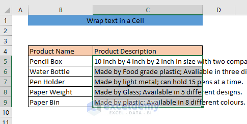 Wrap Text in a Cell