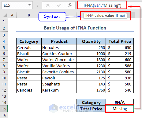 How to Use Excel IFNA Function