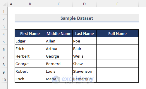 Sample Dataset: How to Combine Cells in Excel