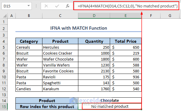 Catch #NA Error Using Excel IFNA & MATCH Functions