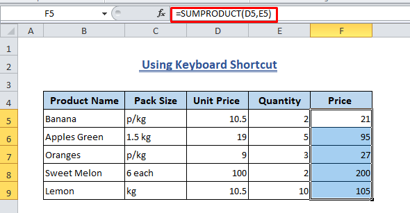 Clear Formula from Excel Using Keyboard Shortcut-Cells with Formulas