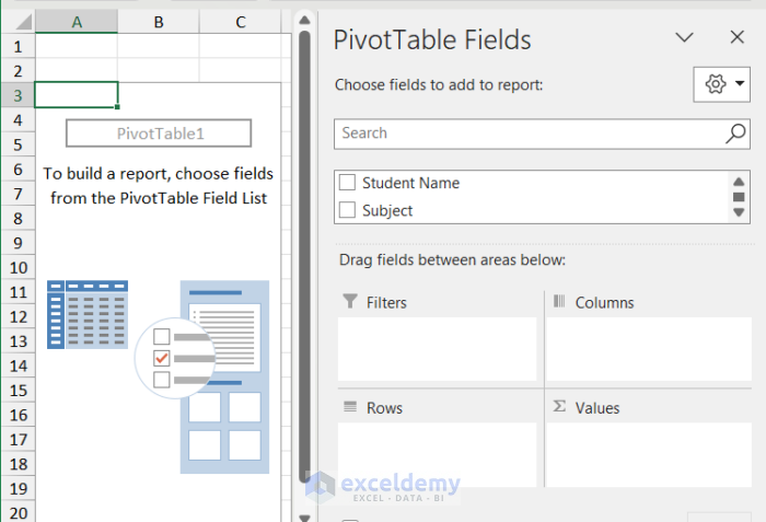 Creating pivot table in new worksheet