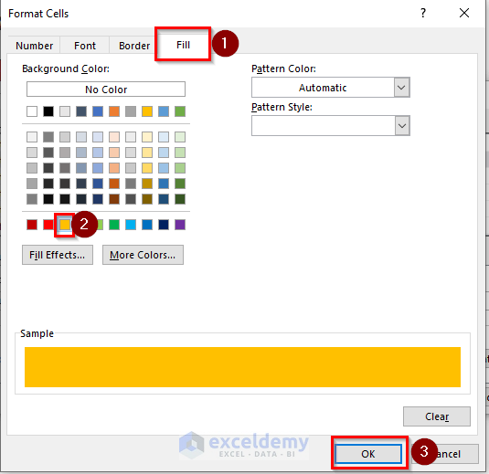 selecting color for conditional formatting