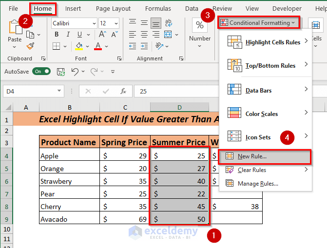 Using Greater Than Equal (>) For Blank Cell to Excel Highlight Cell Greater Than Another Cell