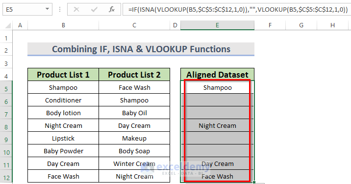 Combining IF, ISNA & VLOOKUP Functions to Align Duplicate Values from Two Sets of Data