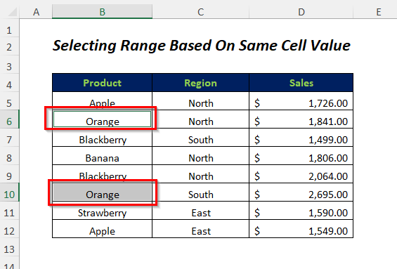 selecting range based on same cell value