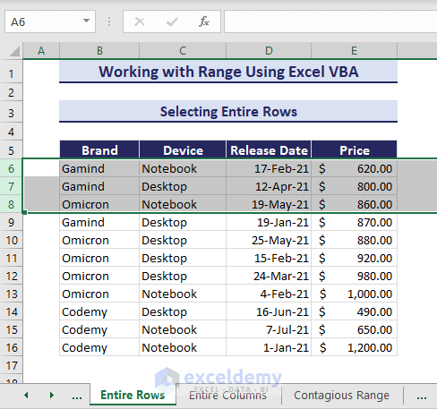 Selecting entire rows with VBA Range Object