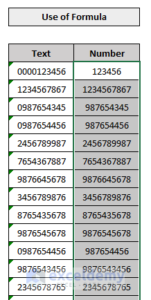 result of formula to convert text to number bulk in excel