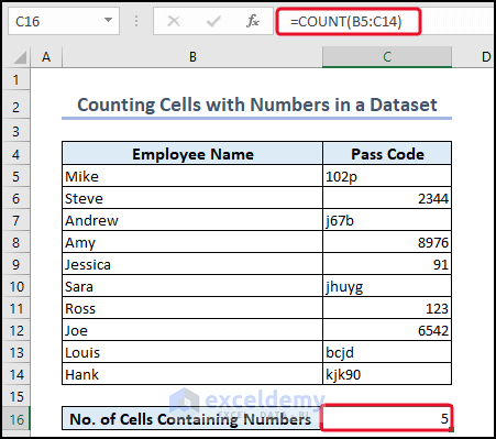 counting Number of Cells Containing Numbers