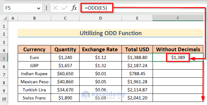Utilizing ODD Function to Remove Decimals