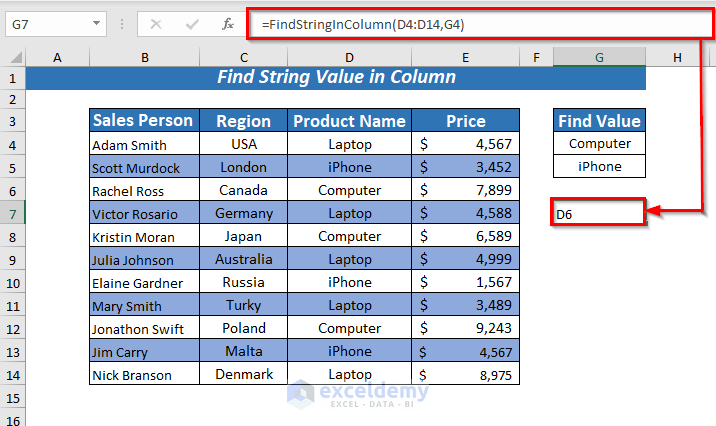 Find String Value in Column using VBA 