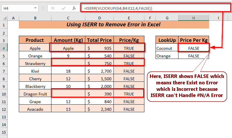 Using the ISERR Function to Remove Error