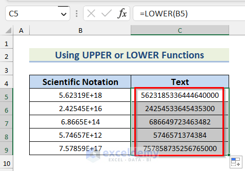 Results found after using LOWER function