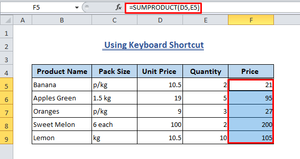 Find and Clear Formula from Excel Using Keyboard Shortcut- cells are selected with formulas