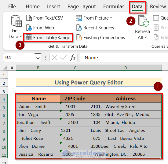 Opening dataset in power query editor