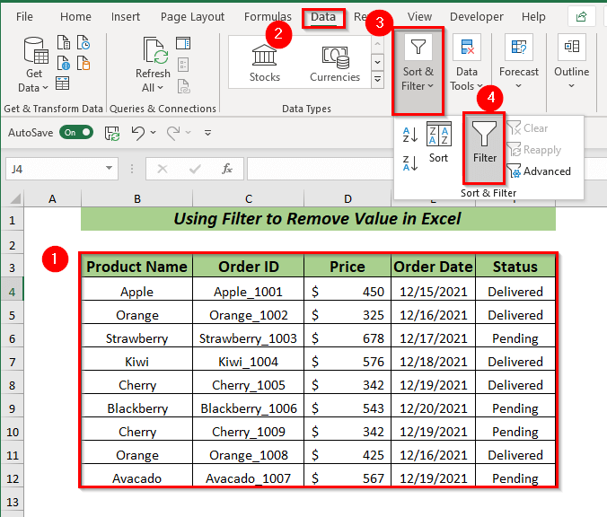 Using Filter to Remove Value to Remove Value in Excel