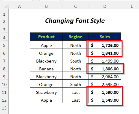 changing font style based on multiple criteria