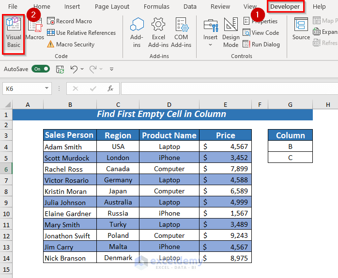 Find First Empty Cell in Column using VBA
