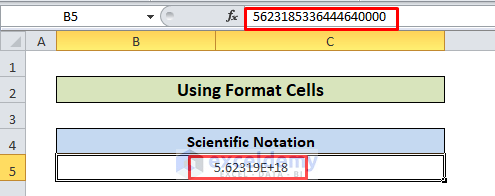 scientifc notation to text using format cells