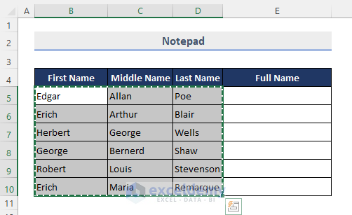 Use Notepad App to combine Cells in Excel