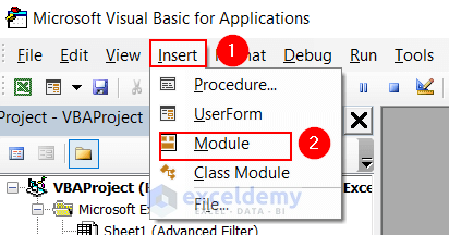 Selecting Module from the Insert tab