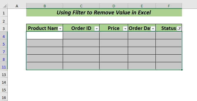 Using Filter to Remove Value to Remove Value in Excel